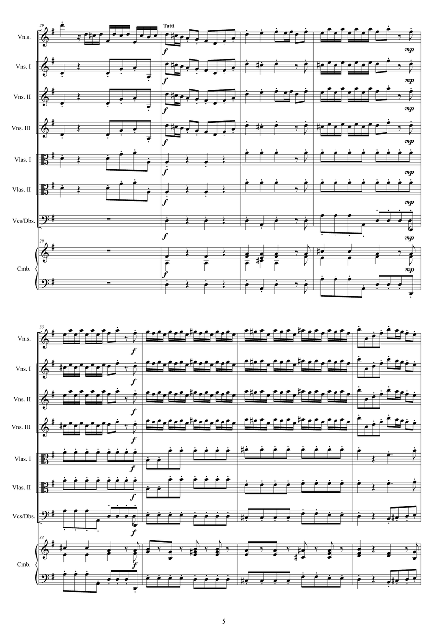 Vivaldi - Violin Concerto in G major RV 310 Op.3 No.3 for Violin solo, Strings and Continuo Chamber Orchestra scores gallery preview page 5