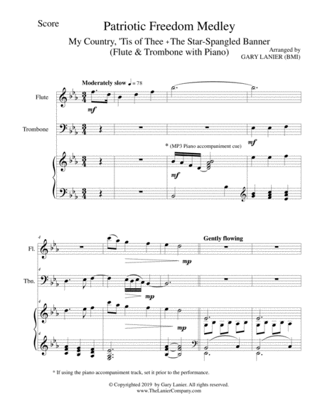 PATRIOTIC FREEDOM MEDLEY (Flute and Trombone with Piano/Score and Parts) image number null
