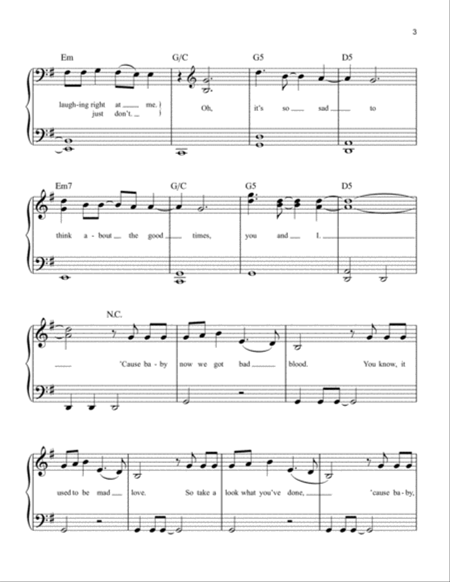 Bad Blood Bad Blood Easy Piano scores gallery preview page 3