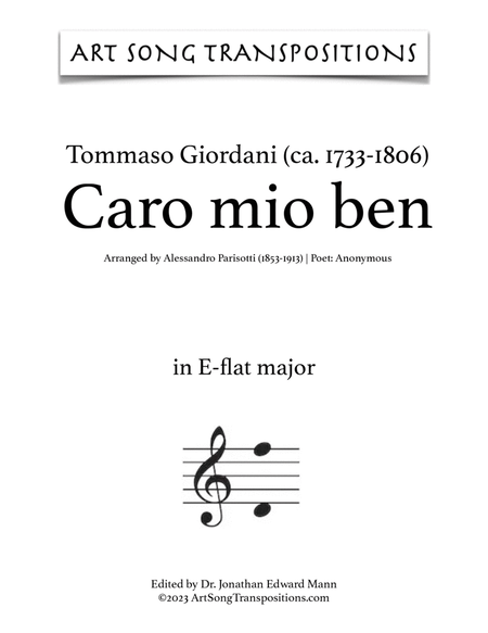 GIORDANI: Caro mio ben (transposed to E-flat major)
