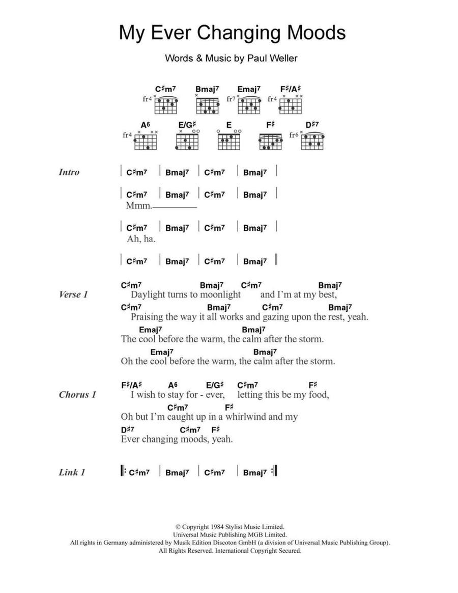 My Ever Changing Moods Acoustic Guitar scores gallery preview page 1