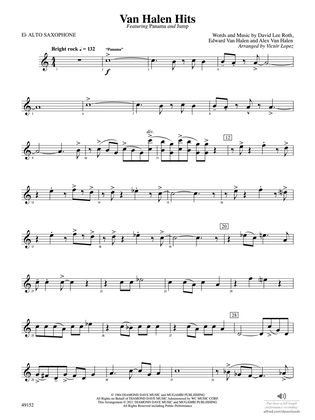 Van Halen Hits: E-flat Alto Saxophone