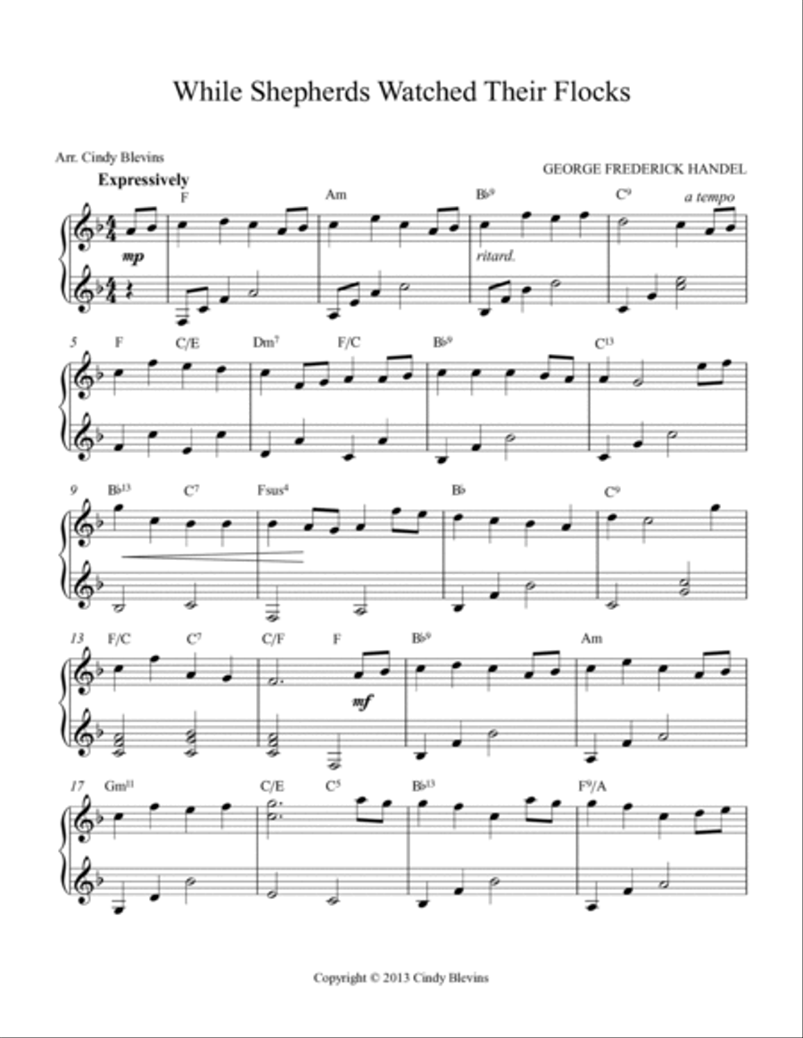 While Shepherds Watched Their Flocks, for Double-Strung Harp Harp scores gallery preview page 2