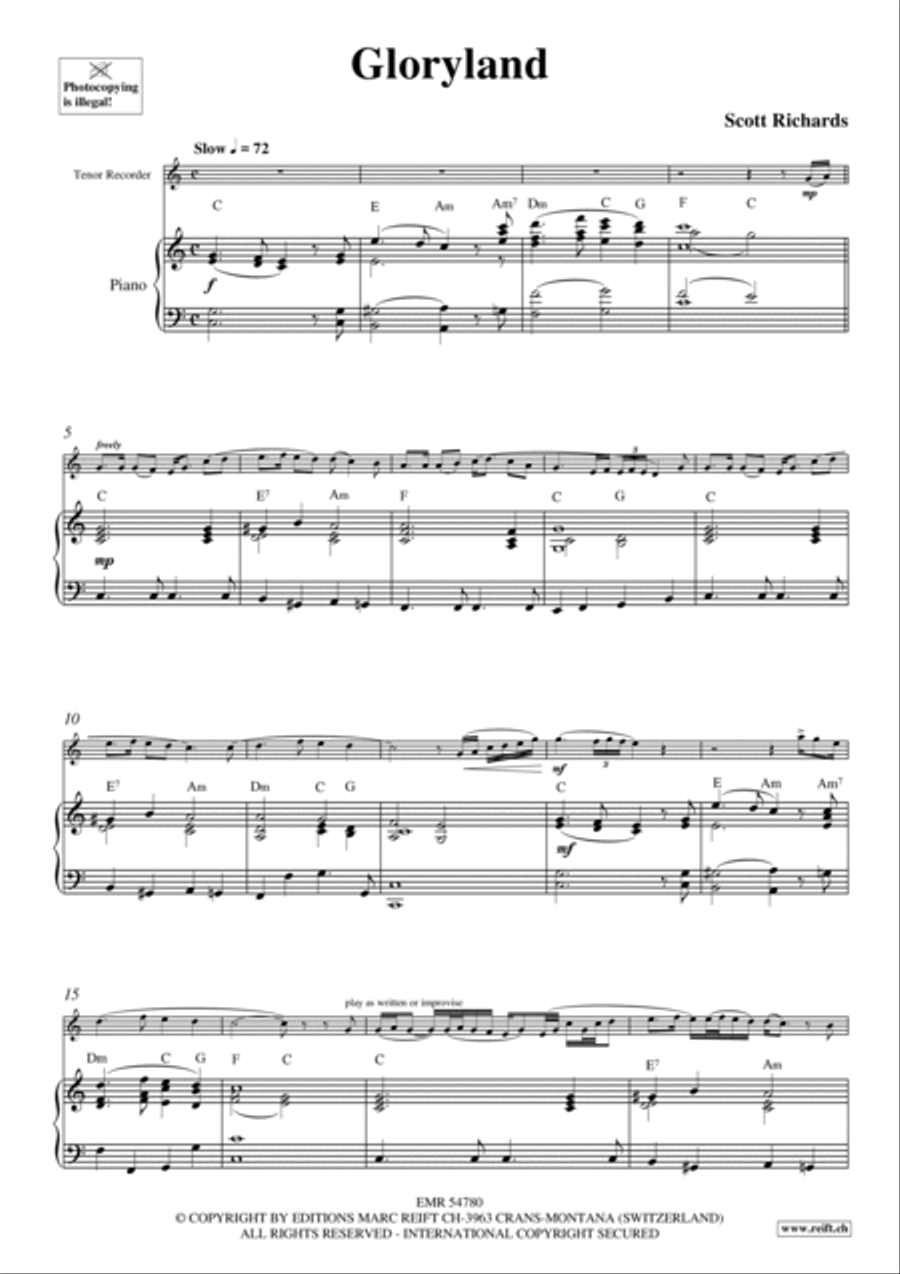 Gloryland Tenor Recorder scores gallery preview page 3