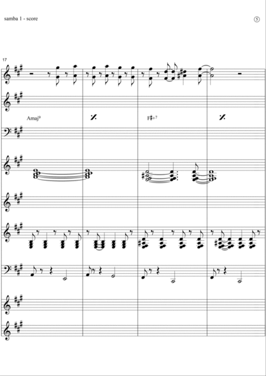 MY SAMBA #1 (to students) Jazz Ensemble scores gallery preview page 5
