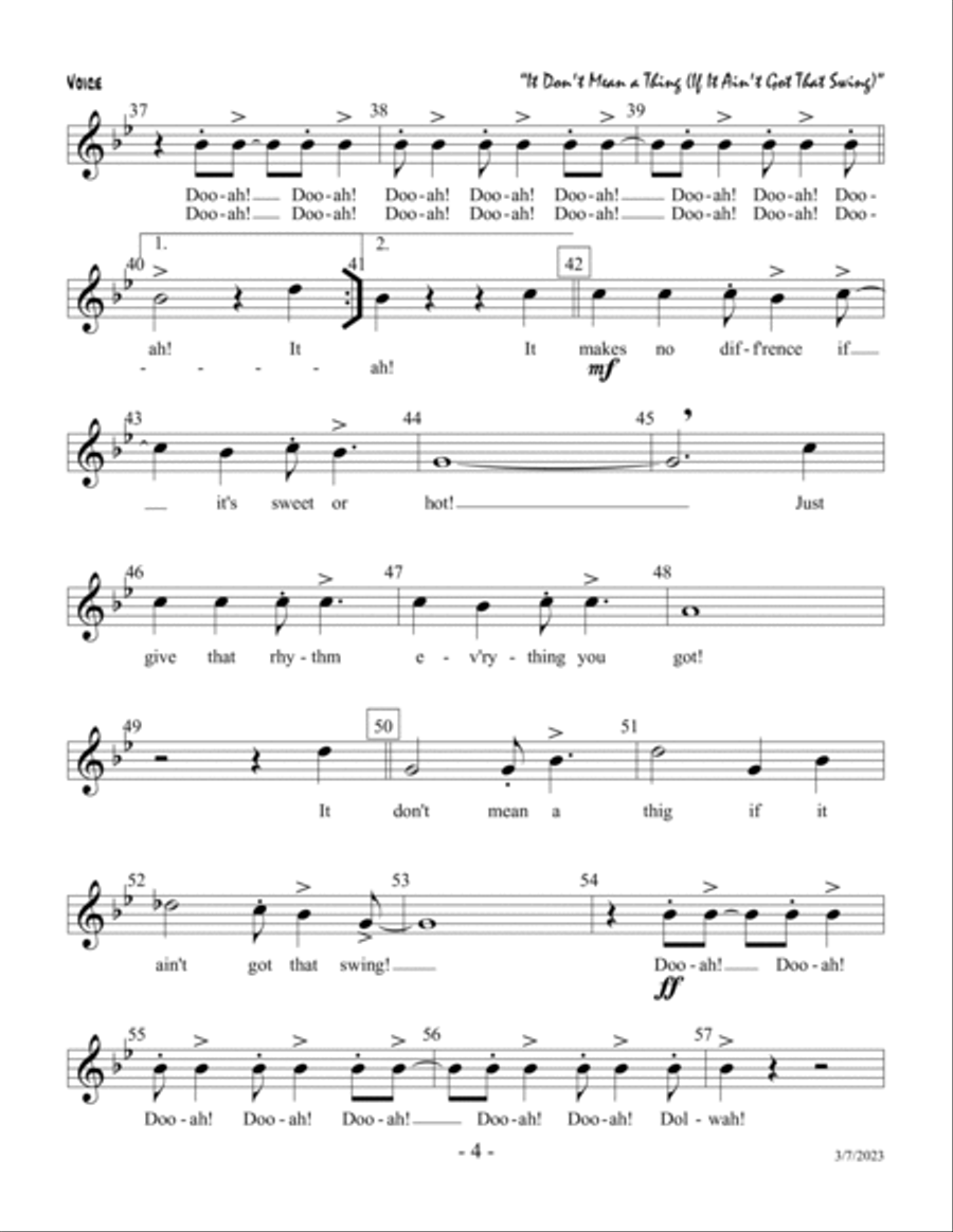 It Don't Mean A Thing (if It Ain't Got That Swing) Unison Choir scores gallery preview page 4
