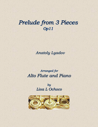 Book cover for Prelude from 3 Pieces Op11 for Alto Flute and Piano