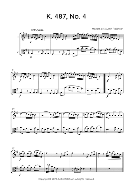 Mozart K. 487 No. 4 - violin and viola duet image number null