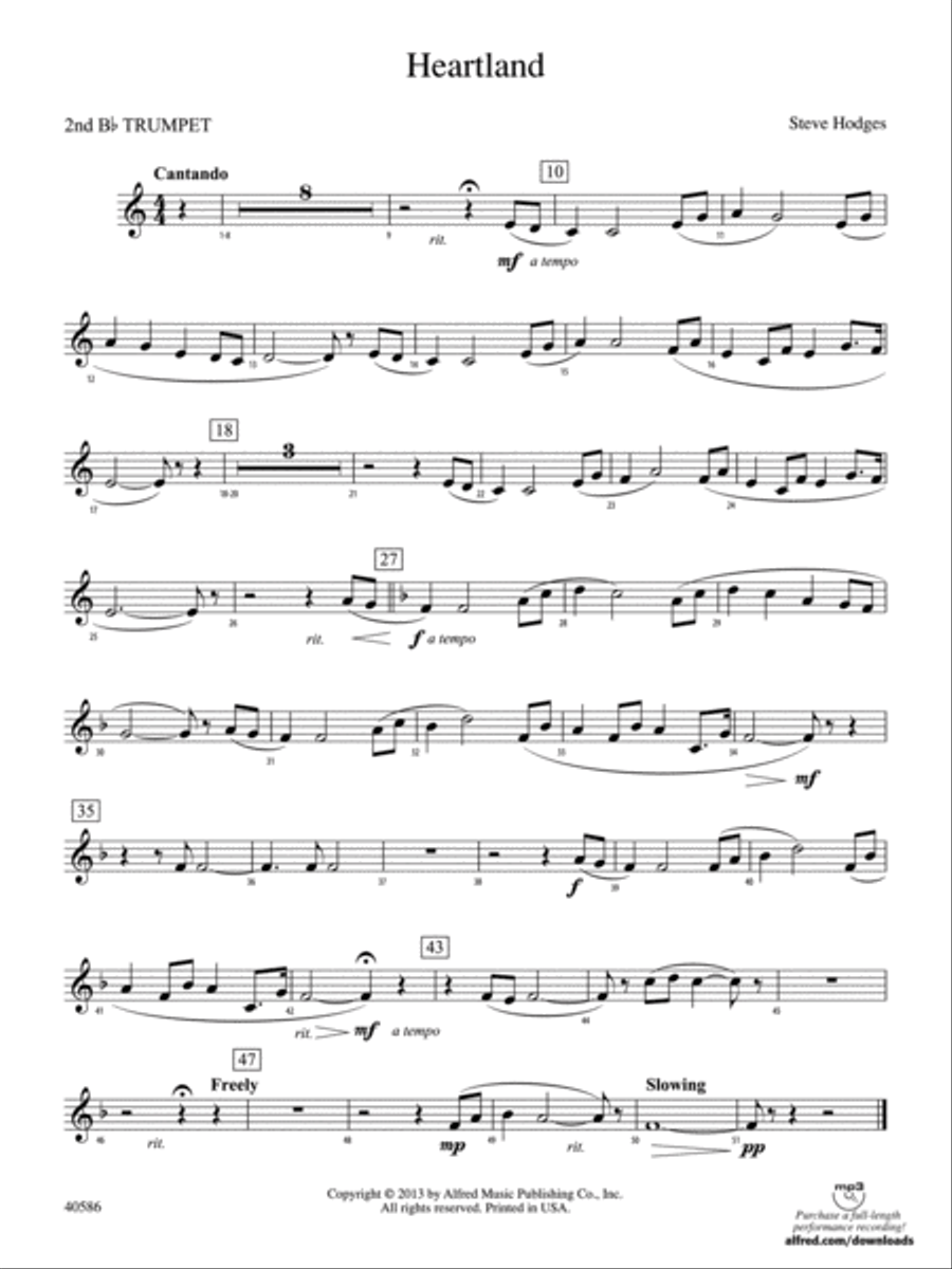 Heartland: 2nd B-flat Trumpet Concert Band scores gallery preview page 1