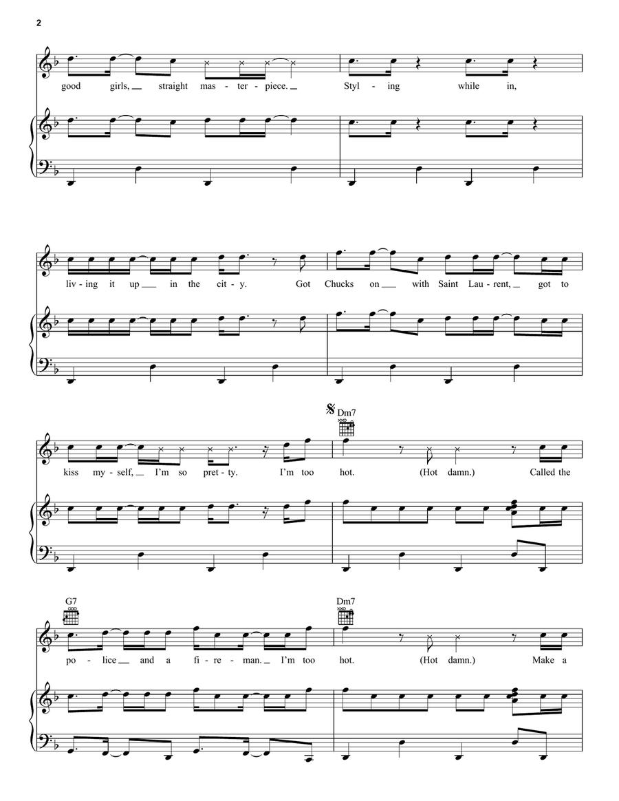 Uptown Funk (feat. Bruno Mars) Piano, Vocal, Guitar scores gallery preview page 2