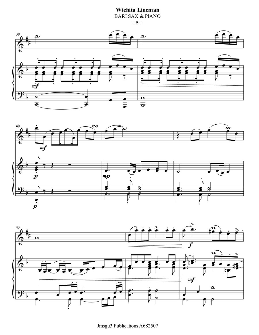 Wichita Lineman Baritone Saxophone scores gallery preview page 5