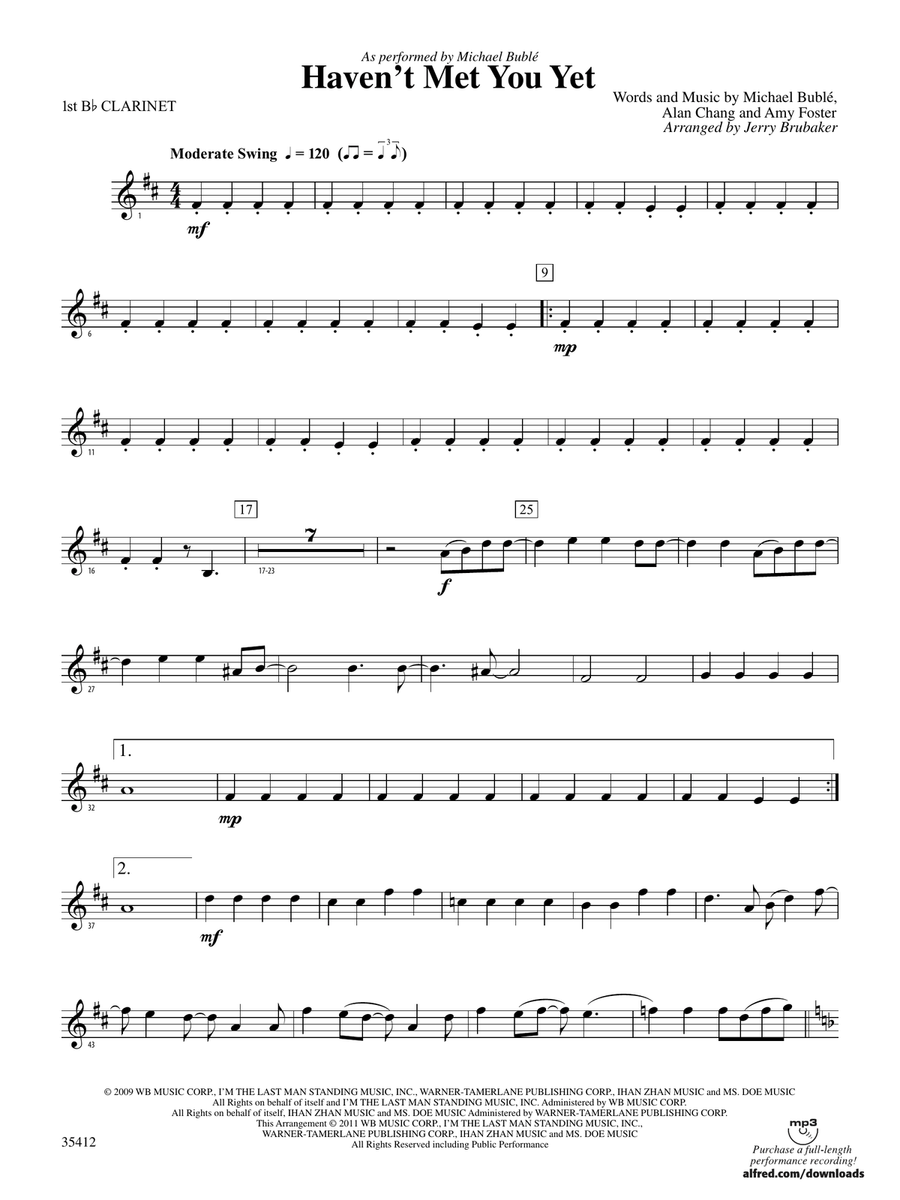 Haven't Met You Yet: 1st B-flat Clarinet