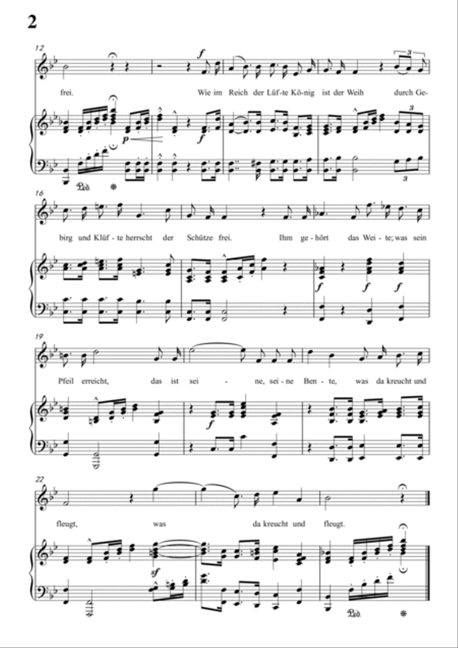 Schumann-Des Buben Schützenlied in B♭ Major,Op.79,No.26 for Voice and Piano Voice Solo scores gallery preview page 3