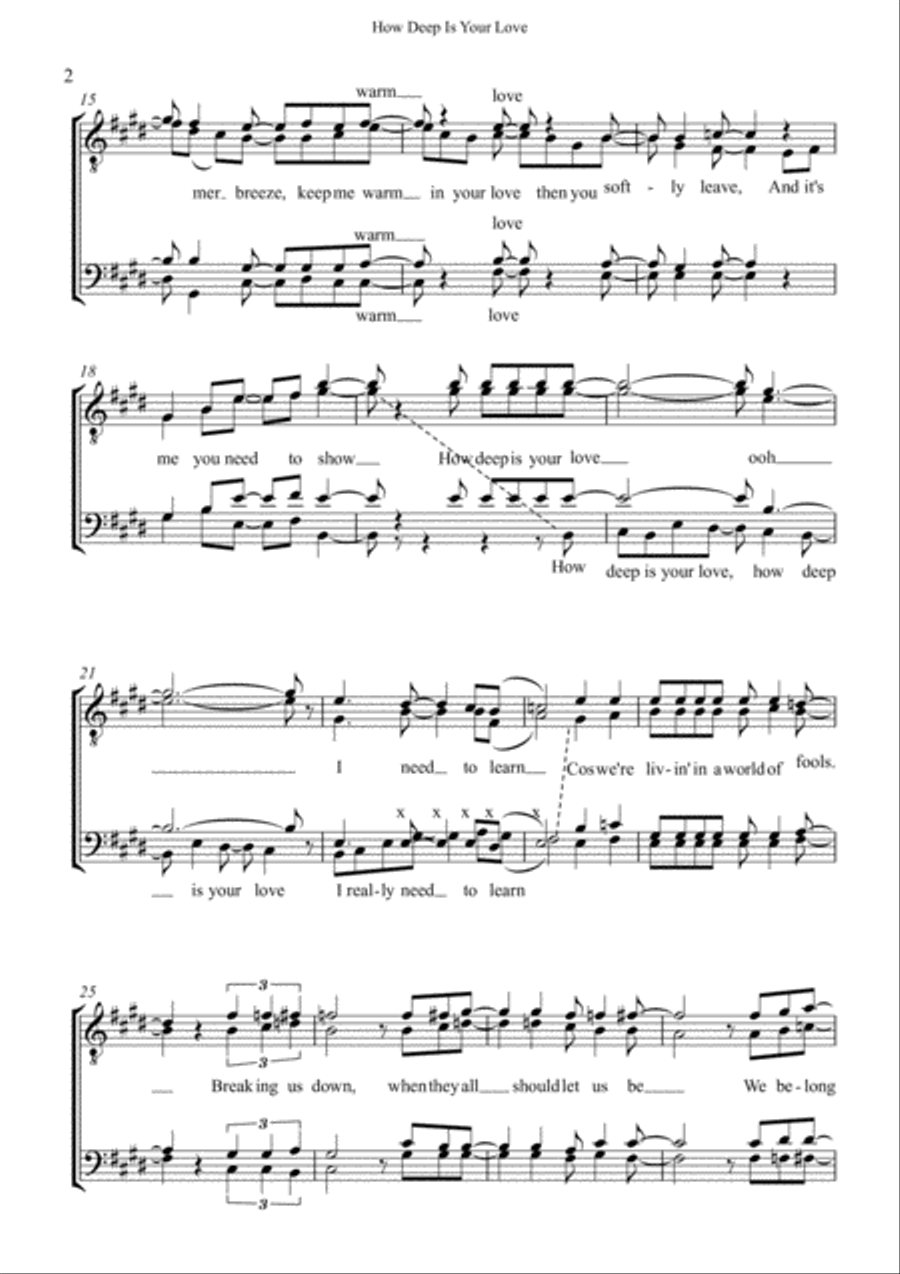 How Deep Is Your Love TTBB scores gallery preview page 2