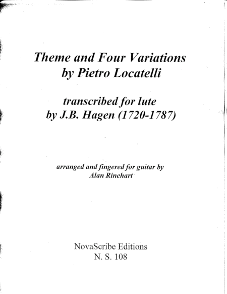 Theme and Four Variations by Locatelli arr. for guitar
