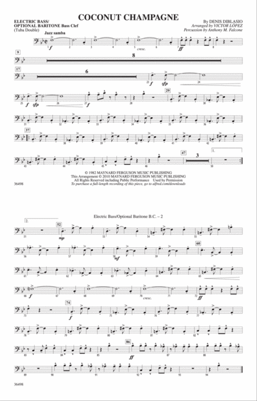 Coconut Champagne: Electric Bass Marching Band scores gallery preview page 1