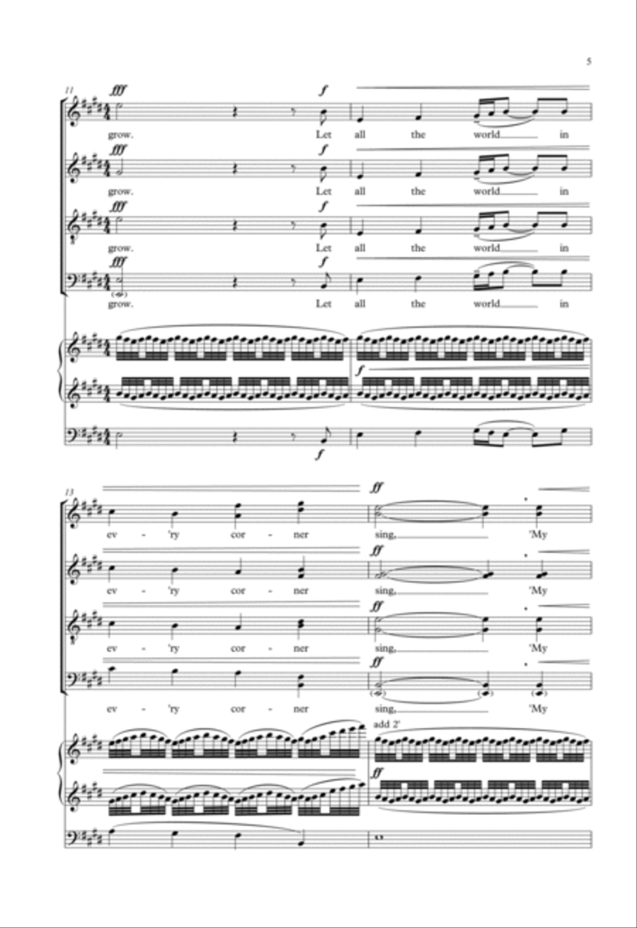 Let All The World In Every Corner Sing 4-Part scores gallery preview page 5
