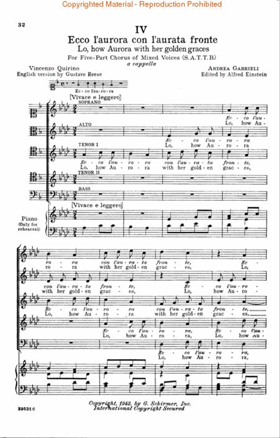 Golden Age Of The Madrigal (12 Italian Madrigals) A Cappella (Ital/Eng) SATTB scores gallery preview page 3