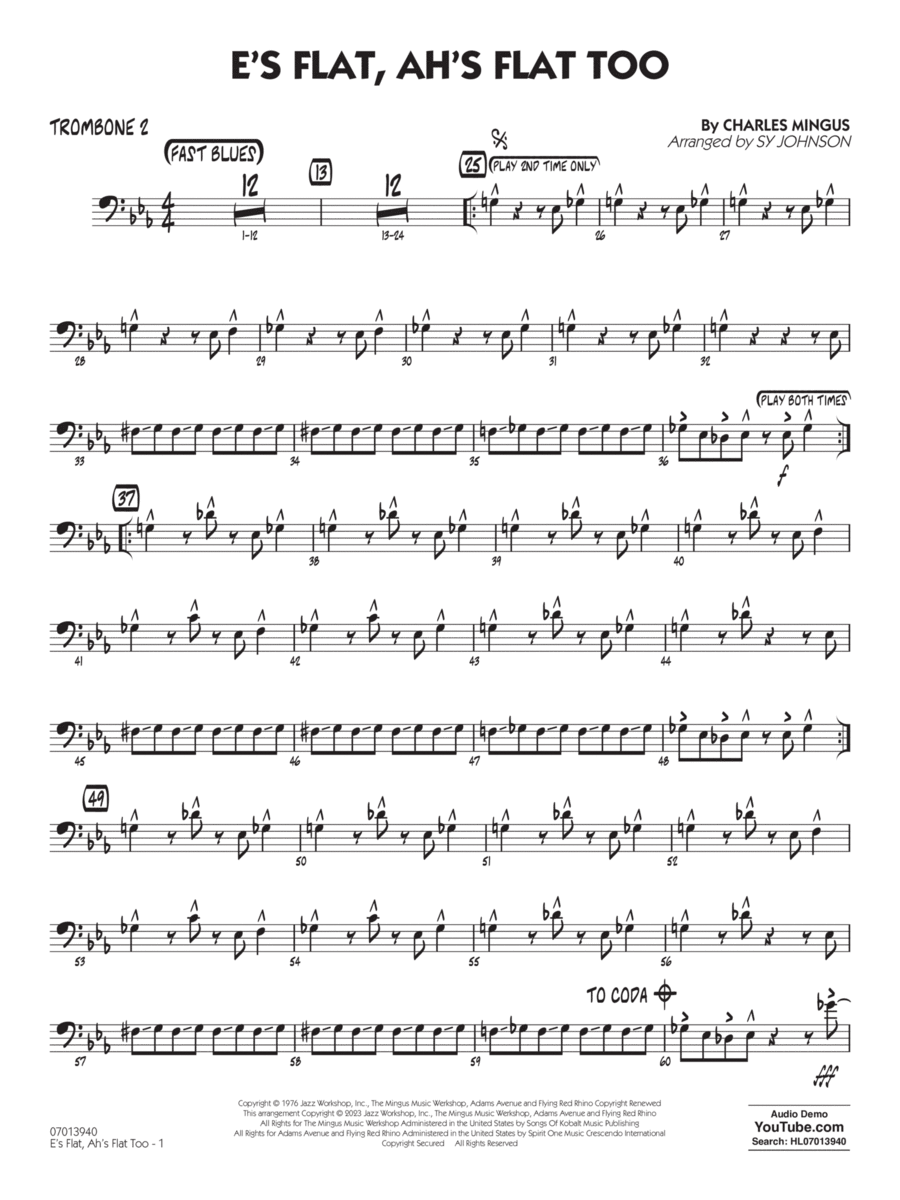 E's Flat, Ah's Flat Too (arr. Sy Johnson) - Trombone 2