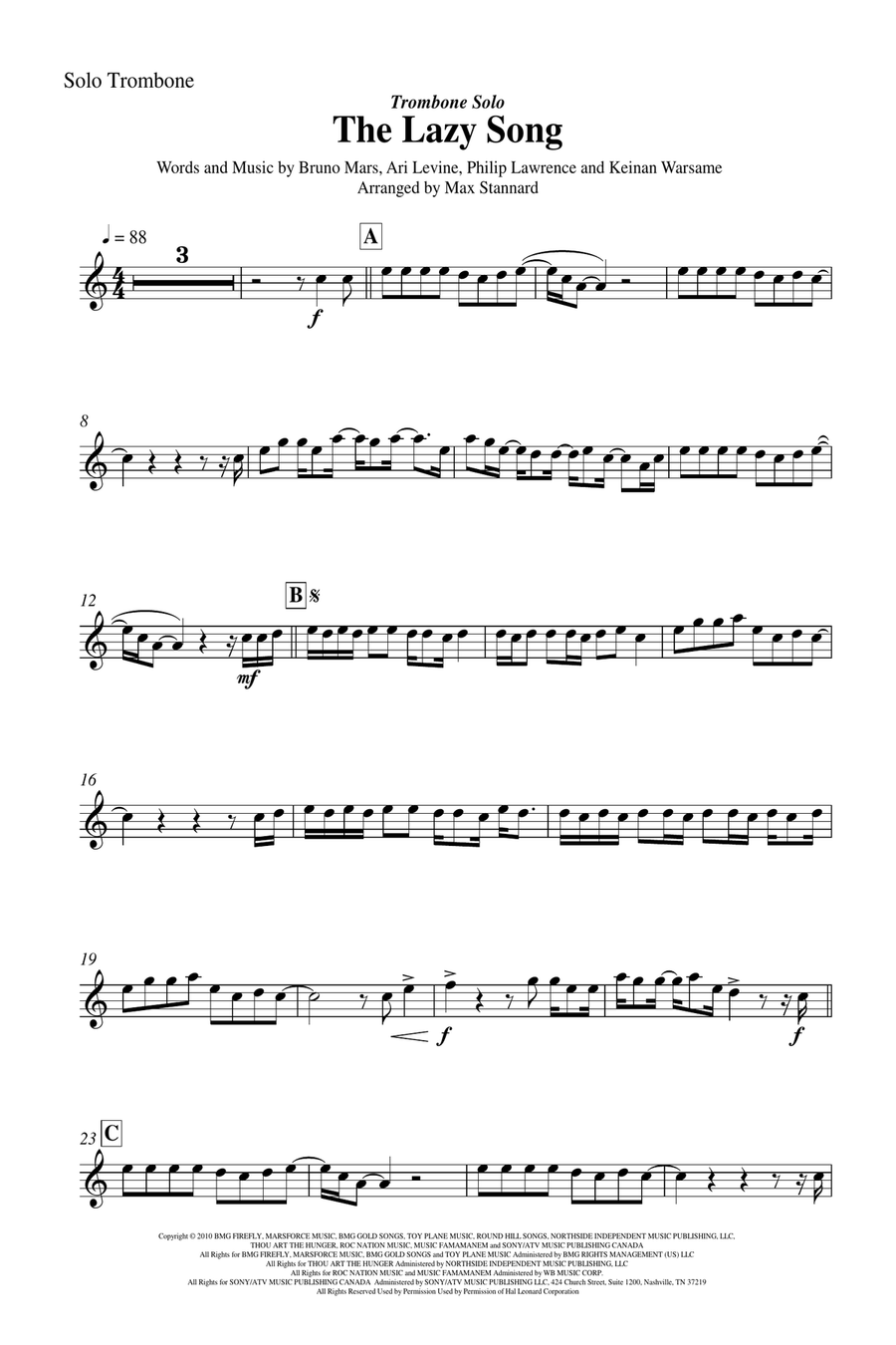 The Lazy Song Brass Band scores gallery preview page 2