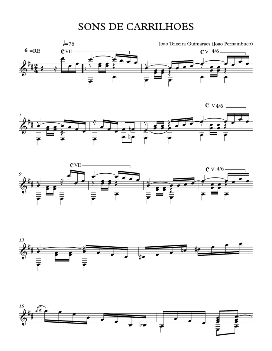 SONS DE CARRILHOES Classical Guitar scores gallery preview page 1
