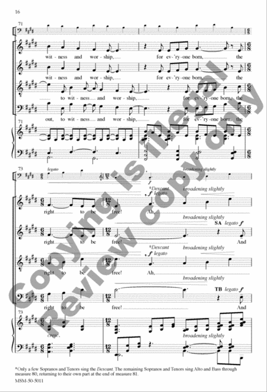 For Everyone Born (Choral Score) 4-Part scores gallery preview page 34