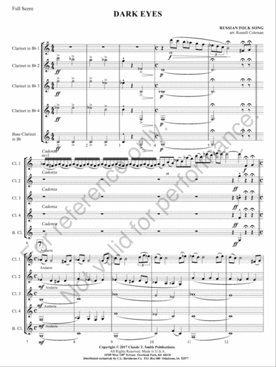 Dark Eyes Clarinet Quintet scores gallery preview page 3