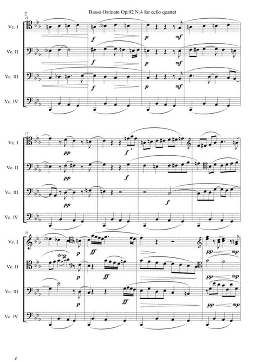 Basso Ostinato Op.92 N.4 for cello quartet image number null