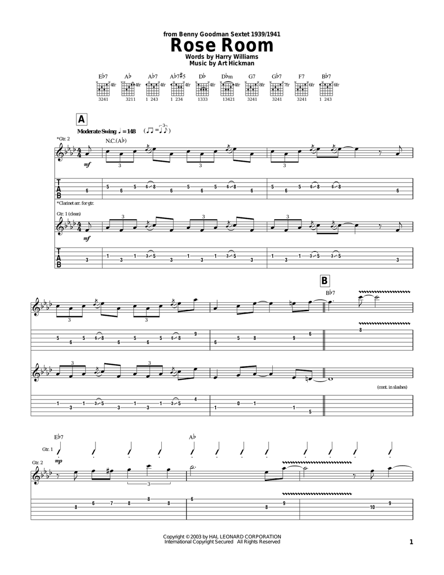 Rose Room Rose Room Electric Guitar scores gallery preview page 1