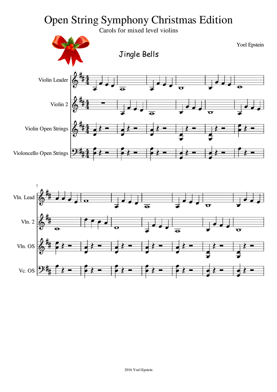 Open-string Symphony Christmas Edition: Holiday songs for mixed level violin ensemble String Orchestra scores gallery preview page 3