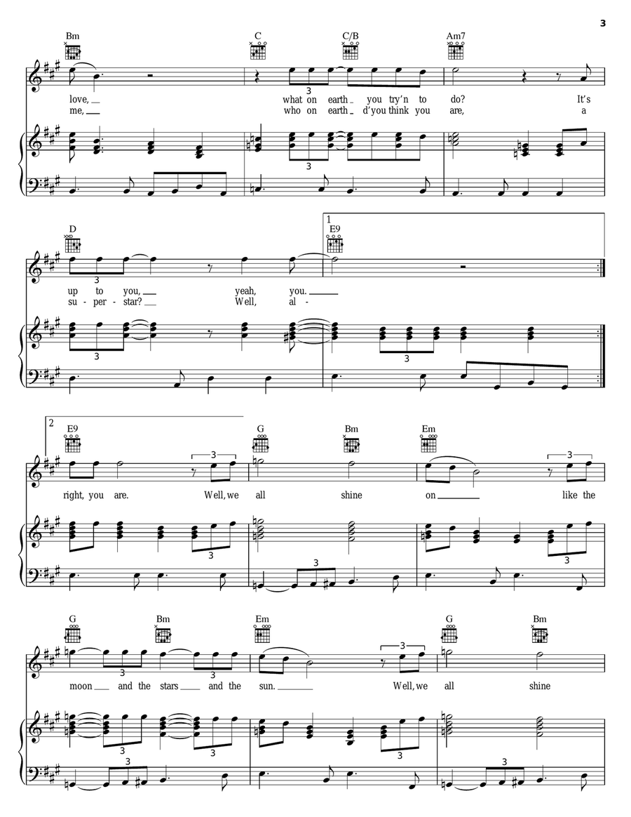 Instant Karma Piano, Vocal, Guitar scores gallery preview page 3