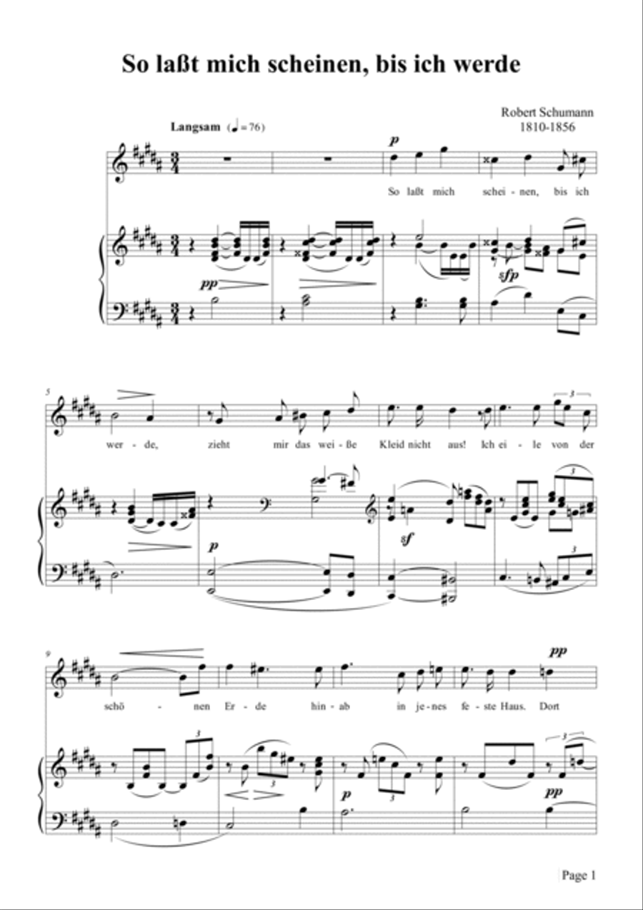 Schumann-So laßt mich scheinen,bis ich werde,Op.98a No.1 in B Major Voice scores gallery preview page 2