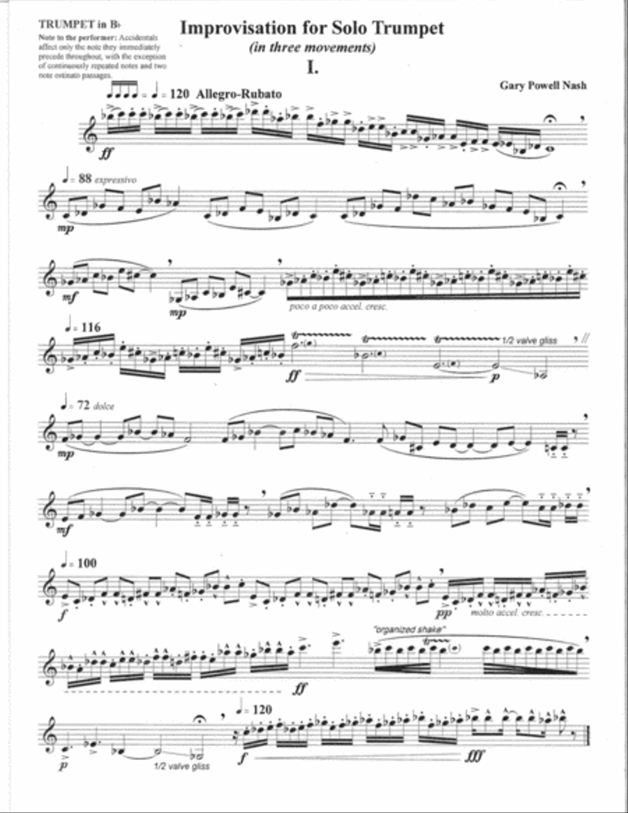 Improvisation (1987) trumpet solo Trumpet Solo scores gallery preview page 2