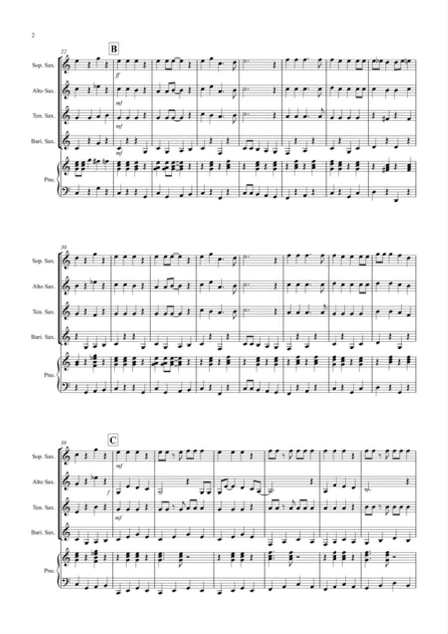 3 Jazzy Christmas Pieces for Saxophone Quartet Saxophone Quartet scores gallery preview page 2