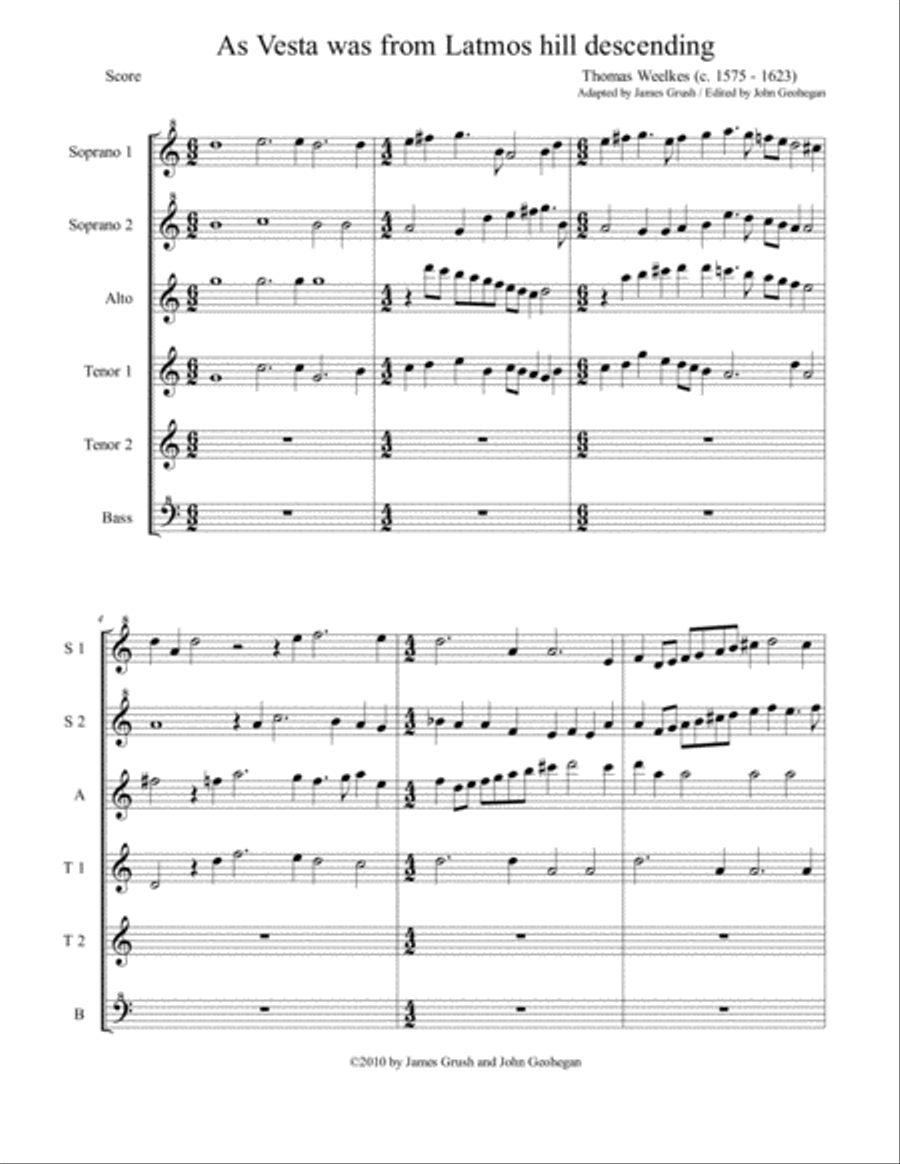 As Vesta Was Descending for Recorder Sextet Recorder scores gallery preview page 3