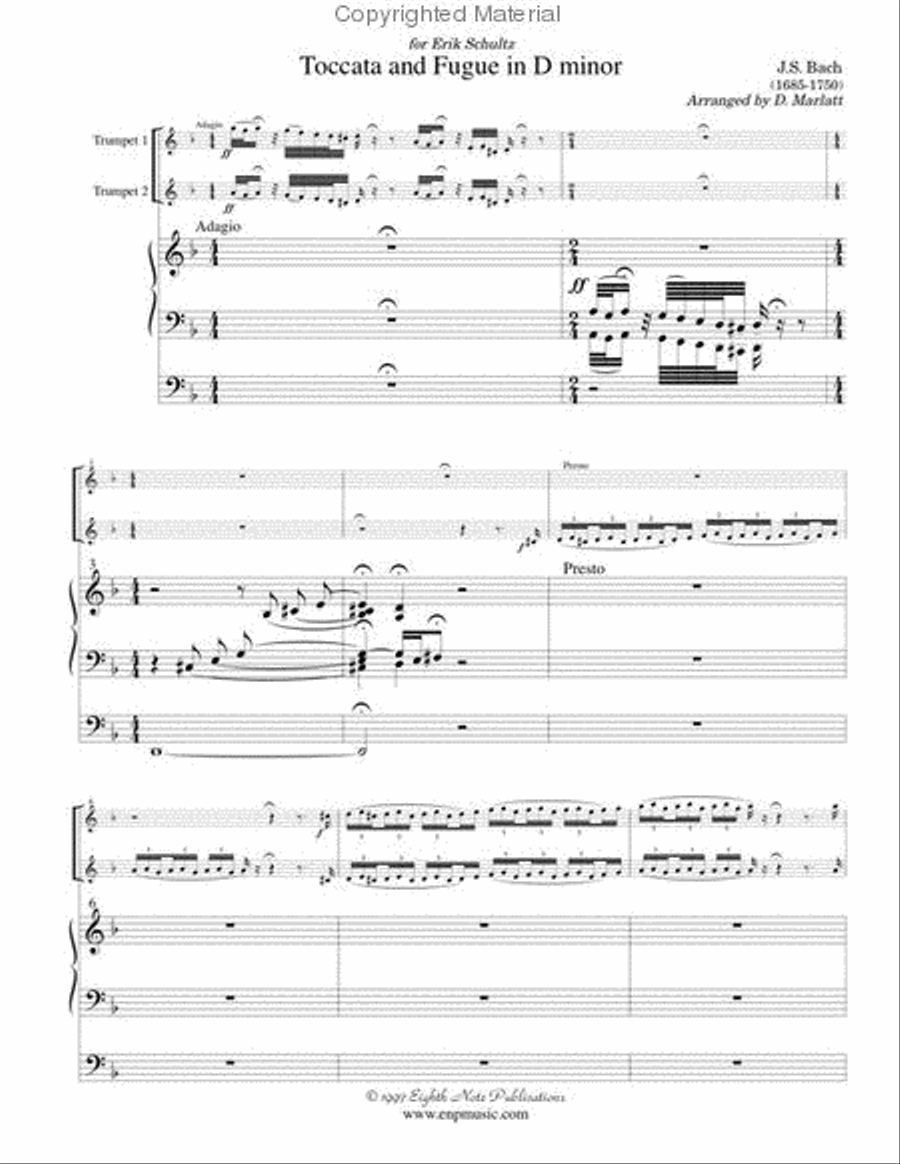 Toccata and Fugue in D Minor, BWV 565 Trumpet Duet scores gallery preview page 2