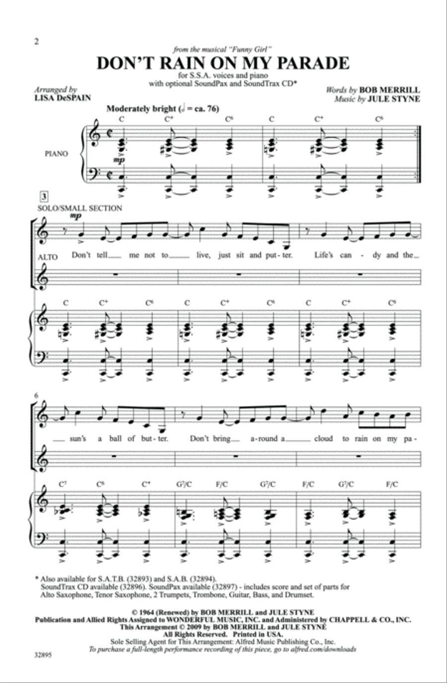 Don't Rain on My Parade Women's Choir scores gallery preview page 13