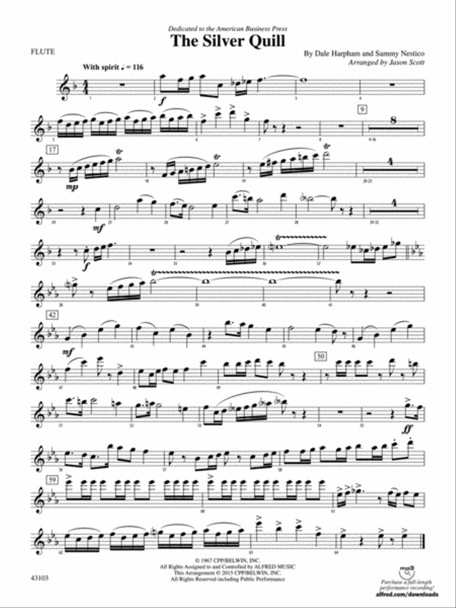 The Silver Quill: Flute Concert Band scores gallery preview page 1