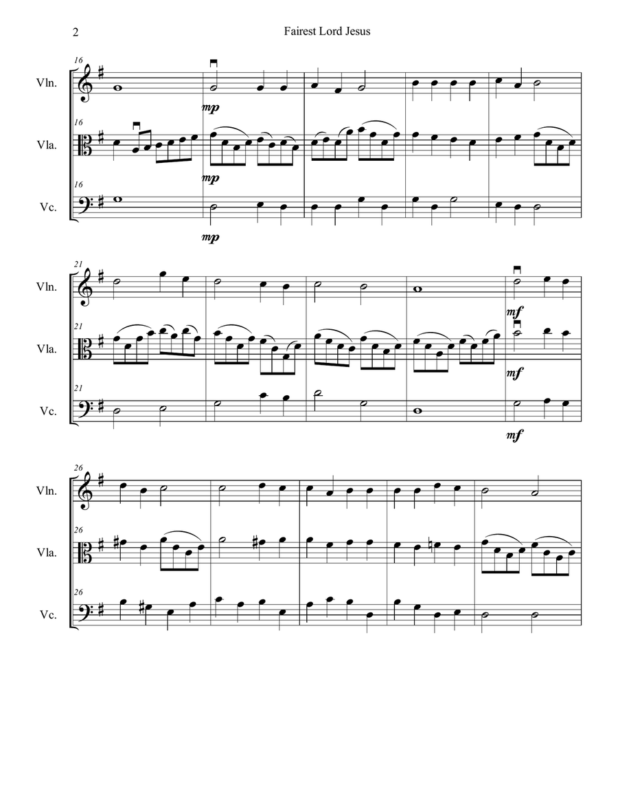 Fairest Lord Jesus String Trio scores gallery preview page 2