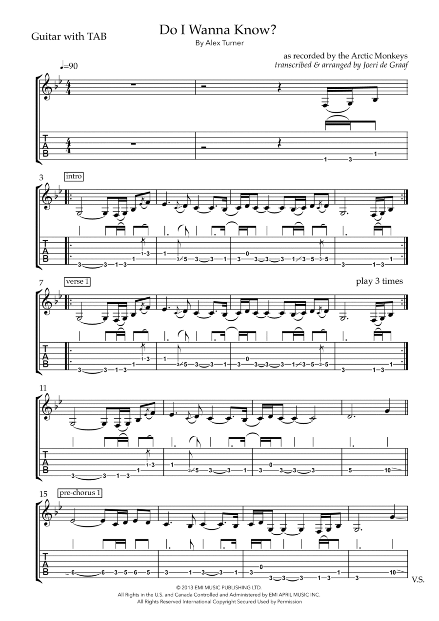 Do I Wanna Know? Electric Guitar scores gallery preview page 1