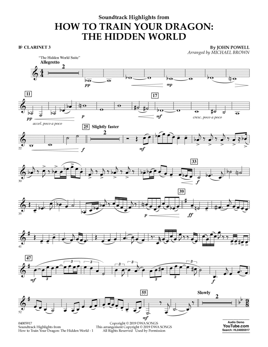 How To Train Your Dragon: The Hidden World (arr. Michael Brown) - Bb Clarinet 3