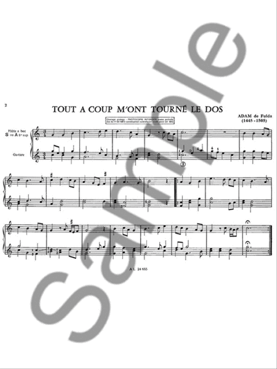 Duos Anciens Du 15eme Au 18eme Siecle (recorder & Guitar) Recorder scores gallery preview page 2