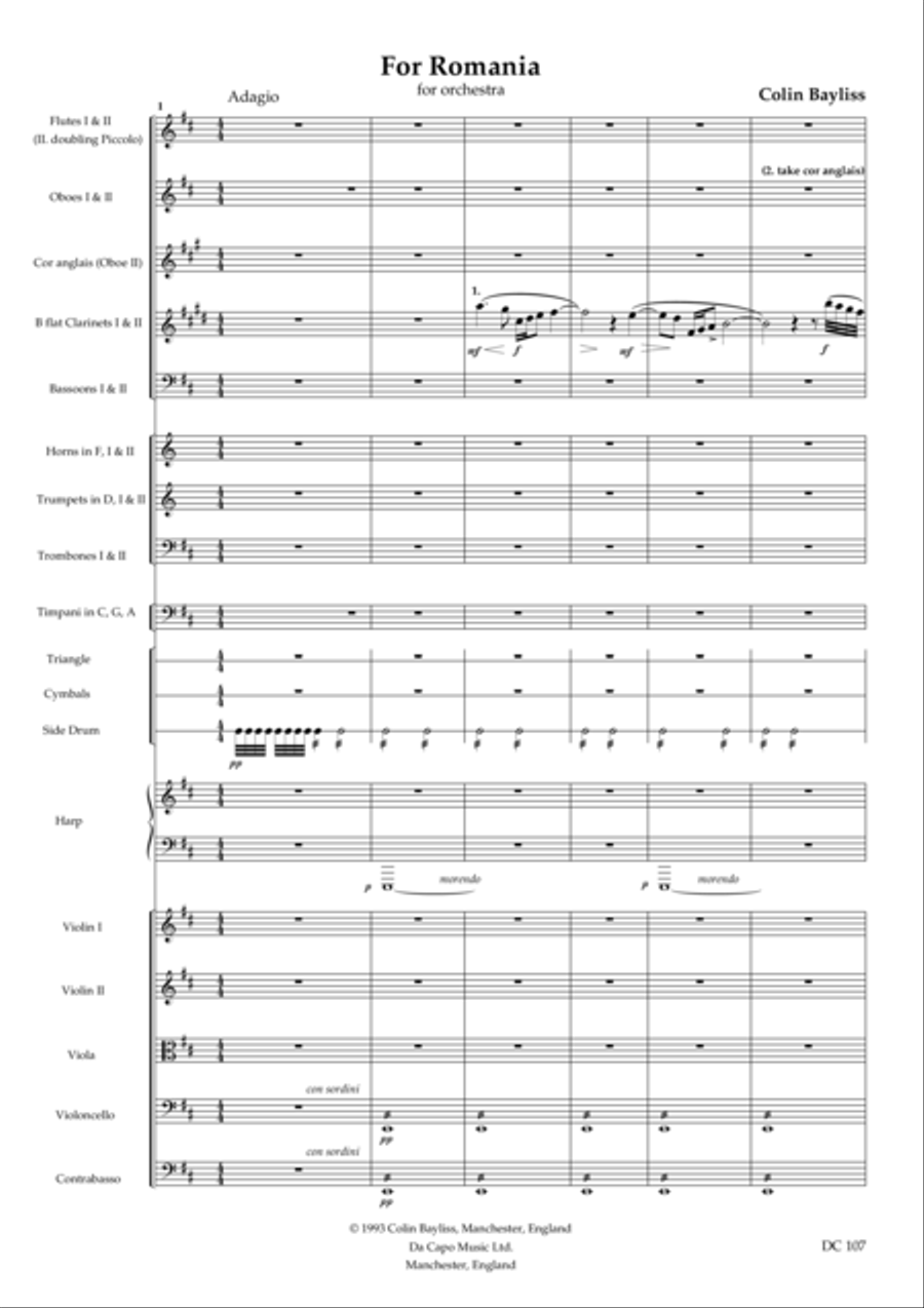 For Romania [score only] Percussion Ensemble scores gallery preview page 1