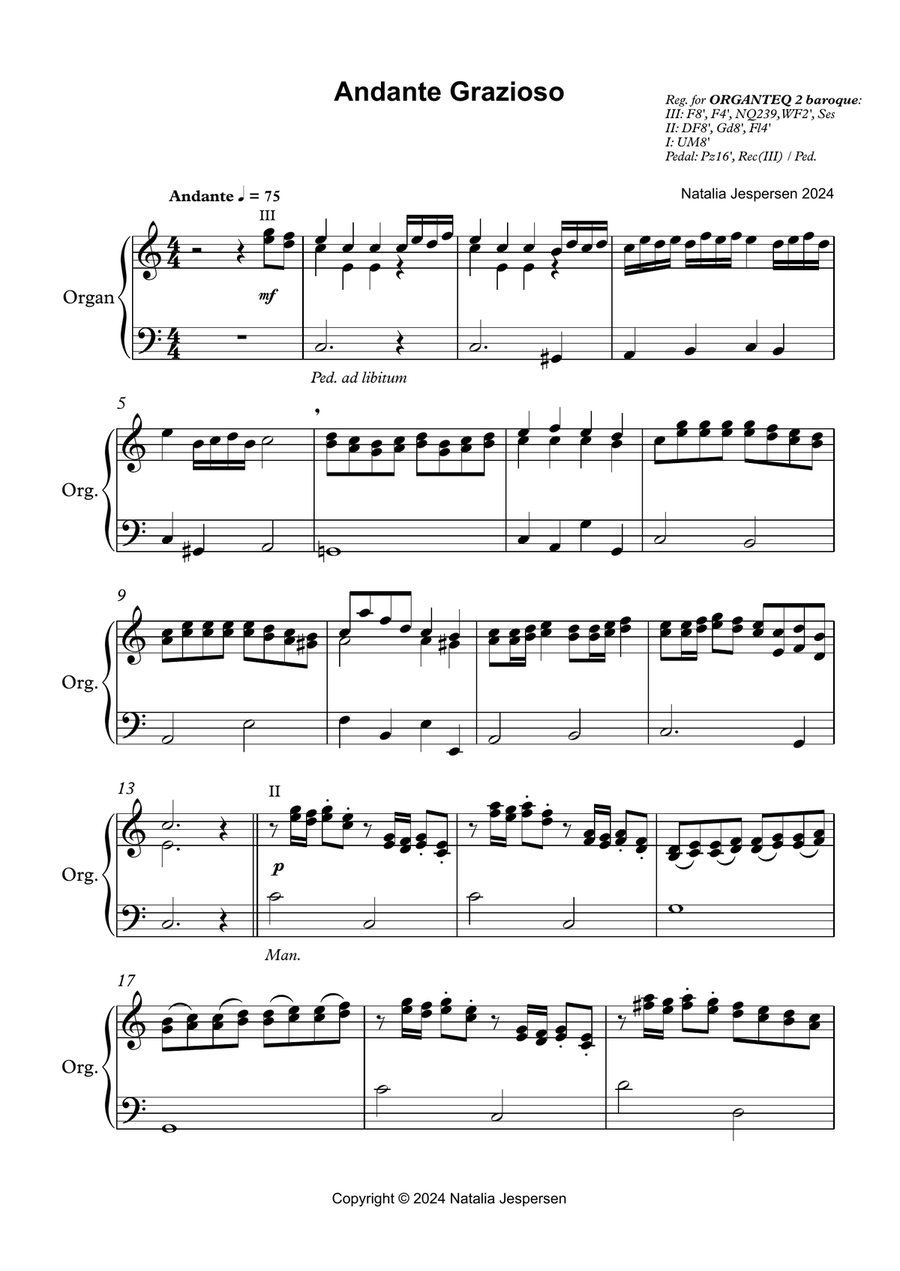 Andante Grazioso Organ Solo scores gallery preview page 1
