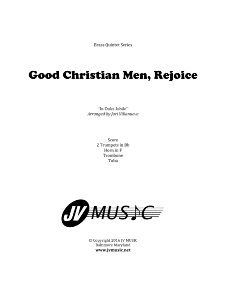 Good Christian Men, Rejoice for Brass Quintet (In Dulci Jubilo) image number null