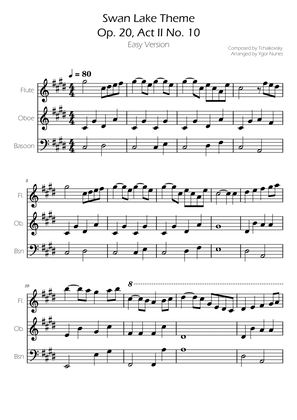 Swan Lake (theme) - Tchaikovsky - fl, ob, bsn Trio