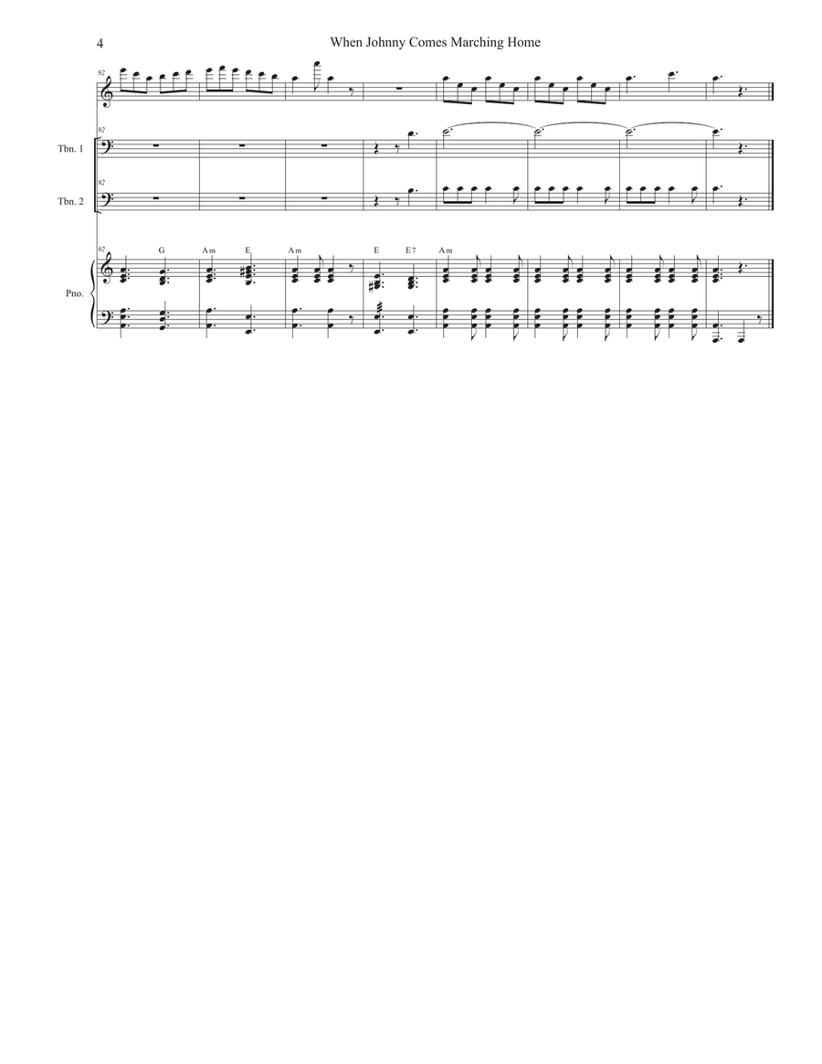 When Johnny Comes Marching Home (Trombone Duet) Trombone Duet scores gallery preview page 4