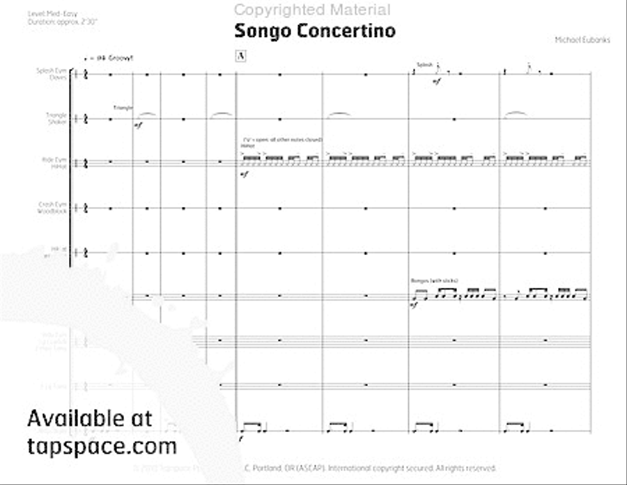 Songo Concertino Songo Concertino Percussion Ensemble scores gallery preview page 6