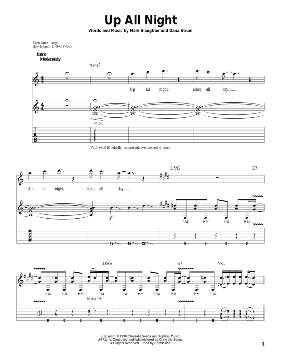 Up All Night Acoustic Guitar scores gallery preview page 1