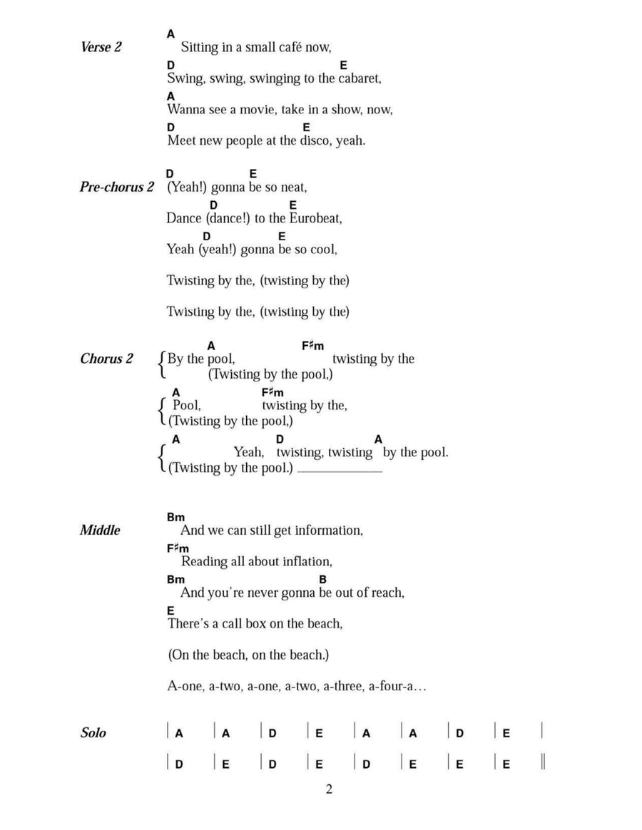 Twisting By The Pool Easy Guitar scores gallery preview page 2